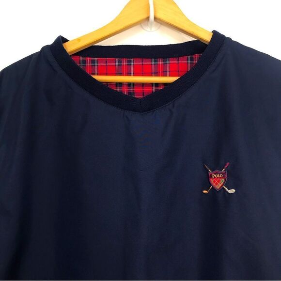 Polo Golf Ralph Lauren Navy Red Plaid Reversible Nylon Golf Performance Vest - Picture 5 of 13